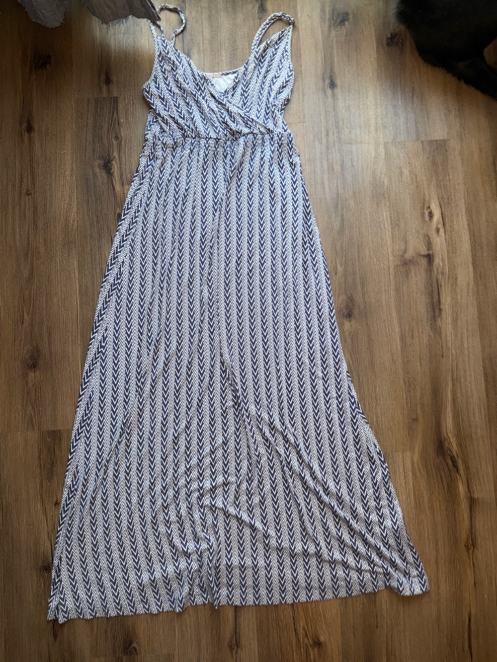 GAP Navy and White Striped Wrap-Front Maxi Dress